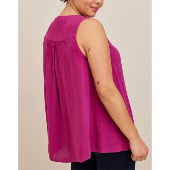 Torrid Top Womens 3X Boysenberry Rayon Crepe Metal Keyhole Tank Career Casual - Picture 4 of 9